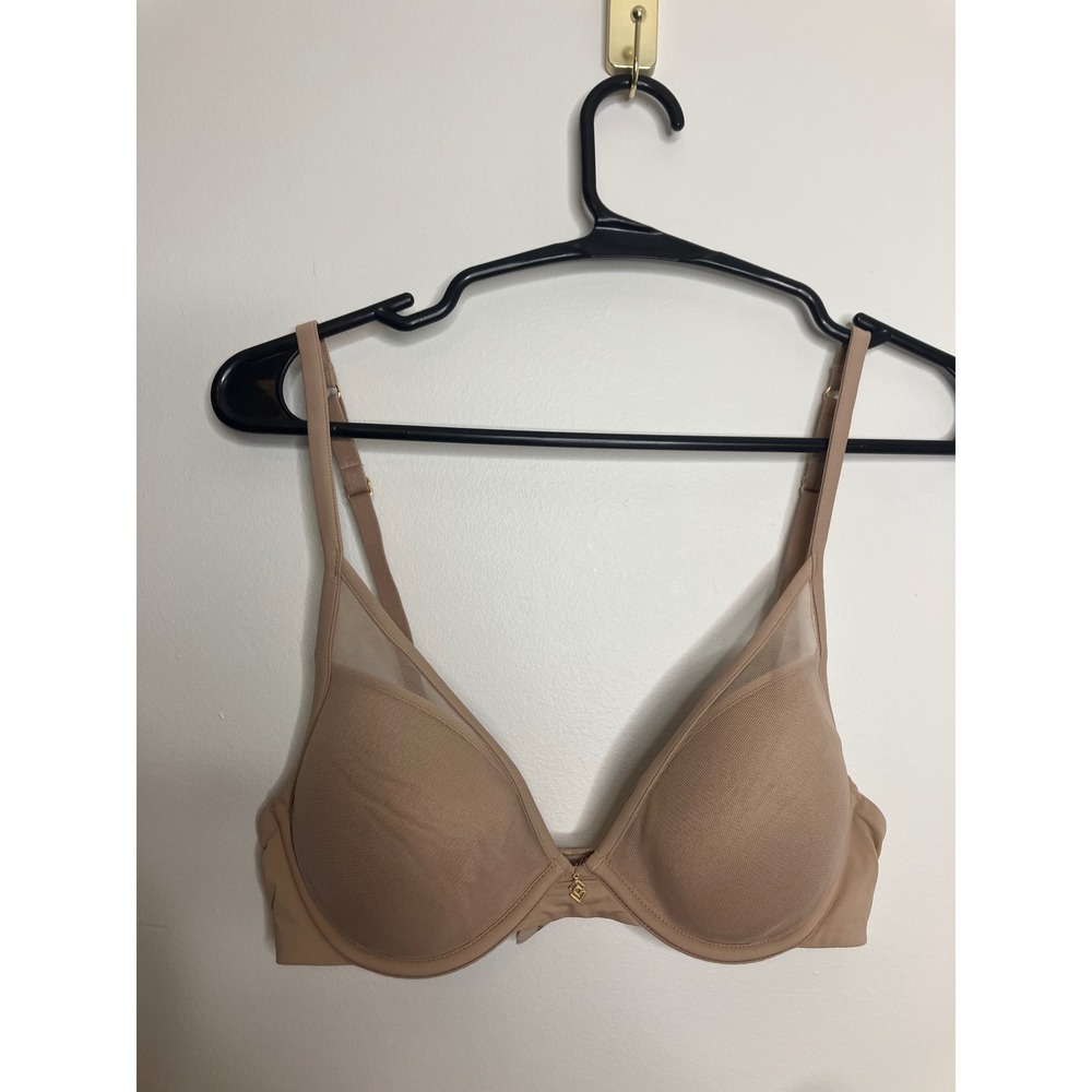 ThirdLove Mesh Plunge Bra Womens 32C Tan Excellent Underwire Removable Pads